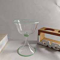 Verre à vin soufflé à la main avec bord vert - Design européen - Résistant à la chaleur - Capacité de 180 ml - Pour la maison, le bar et les occasions spéciales - Marque Jingyi