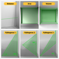 DEGLASERS Mesure de distance laser à faisceau vert Mesure laser de 360 pieds Écran LCD Zone d'affichage/Mesure du volume Intérieur et extérieur