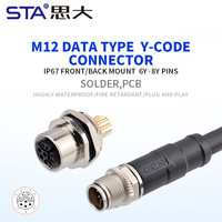 Connecteur circulaire femelle IP67 M12 à 8 broches, code Y, pour montage sur panneau métallique, prise de châssis, interface Ethernet industrielle hybride pour données et alimentation