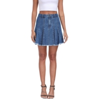 100% coton dames plissé élégant jupe décontracté femmes robe usine sortie denim mini jupe pour les femmes
