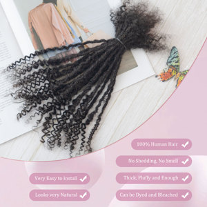 Extensiones de Cabello Humano 100% Natural, Estilo Dreadlock, Precio de Fábrica, Cabello Virgen Crudo, Goddess Locs con Puntas Rizadas - Product Image 4