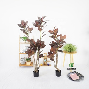 Neues Design für Innenräume: Dekorativer Künstlicher Baum mit Lila Blättern, Künstliche Gummipflanze, Ficus Lyrata im Topf - Product Image 1