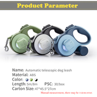 2025 Laisse pour chien rétractable avec logo personnalisé fabricant de gros lumière LED avec support de sac à crottes
