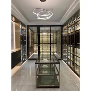 Kabinet Display barang dagangan bisnis ritel aluminium Aloi kayu Solid berlapis tembaga besi tahan karat