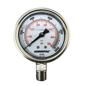 เกจวัดแรงดันไฮดรอลิกคุณภาพสูง 700 บาร์/10000 ปอนด์ต่อตารางนิ้ว ขนาดเส้นผ่านศูนย์กลาง 63.5 มม. 1/4 NPTF มีสินค้าในสต็อก - Product Image 1