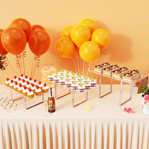 3 pezzi supporto per Cupcake, Set da tavolo da Dessert in acrilico bianco con gambe di supporto in ferro per decorazioni per caramelle di compleanno - Product Image 6