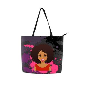 Bolsa Casual para Mulheres com Design Afro <span class=keywords><strong>Girl</strong></span>, Com Fecho de Zíper, Tecido Durável para Universitárias - Product Image 1