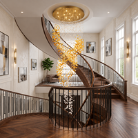 Lustre en spirale longue en verre et métal pour projet hôtelier, lampe suspendue pour escalier à haut plafond, décoration décorative pour hôtels et villas