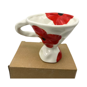 European Art Style Irregular <b>Ceramic</b> Dessert <b>Cup</b> Flower Pattern <b>Ceramic</b> Coffee Mug High Footed Ice Cream <b>Cup</b> - Product Image 2