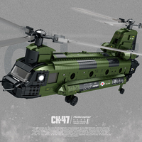 Reborix 33031 Delta Force CH-47 Chinook Transport Helicopter Building Blocks ABS Plastic 1490 Piece Model Toy for Ages 14+