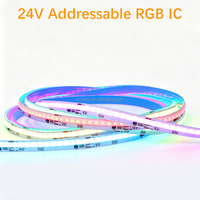 Bande LED COB RGBic haute densité 576 LED/m, éclairage uniforme, adressable SPI, changement de couleur, éclairage décoratif dynamique pour bar, conforme aux normes FCC CE RoHS