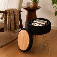 Wimarsbon Repose-pieds Ottoman pour Chambre à Coucher en Fausse Fourrure avec Rangement, Siège de Coiffeuse Doux, Table Basse, Petite Table d'Appoint Réglable