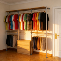 Armoire ouverte amovible en alliage d'aluminium métallique-Organisateur de vêtements debout réglable grande capacité Design moderne pour le salon