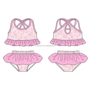 Çocuk yüzme giysileri butik çiçek çocuklar bikini mayo sevimli benzersiz bebek kız mayo beachwear