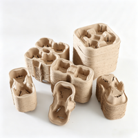 Support à boissons écologique en pâte moulée 4 tasses, support jetable en fibre de papier pour tasses à café, plateau à emporter