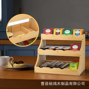Cross-border bamboo tea bag rack, solid wood tea bag storage rack, multi-layer desktop <b>coffee</b> capsule storage <b>box</b> - Product Image 3