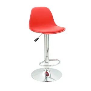 Mid Century Modern Bar Stool For Kitchen Modern Leather Counter Swivel Bar Chair Red Bar Stools