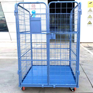 Jaula metálica de rejilla de doble puerta de partición de carro de logística plegable del fabricante de suministro directo para almacenamiento de carga de equipos - Product Image 1