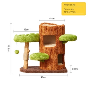 ต้นไม้แมวหรูหราแบบเต็มตัว ต้นไม้แมวไม้สำหรับปีนป่ายพร้อมเสาข่วน - Product Image 3