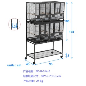 Cage d'élevage multi-niveaux grande capacité pour pigeons, perroquets et oiseaux – Cage à oiseaux empilable pour canaris, modulable et mobile - Product Image 5