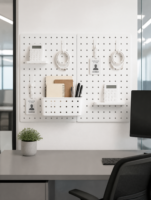 Organisateur mural en métal blanc pour clés et sacs, système de rangement pour entrée, couloir et buanderie