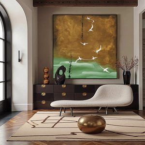 Peinture abstraite de paysage Wabi Sabi, peinte à la main, grande taille, pour salle à manger, salon, décoration intérieure - Product Image 3