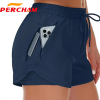 Shorts de fitness pour femmes, légers, écologiques, respirants, compression, poches cachées, design 2 en 1, impressions quadridirectionnelles