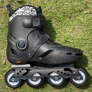 Patins à roues alignées plats professionnels à 4 roues pour adultes et enfants motif de fleurs cadre en alliage d'aluminium patins à roulettes couleur or noir - Product Image 4