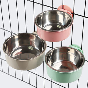 للبيع بالجملة مستلزمات حيوانات أليفة معلقة 2 في 1 من الفولاذ المقاوم للصدأ للكلاب والقط وعاء مائي معلق مع حامل مسامير - Product Image 6