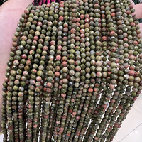 Perles en vrac de pierre naturelle unakite facettée de 2 mm, 3 mm, 4 mm pour la fabrication de bijoux, vente en gros