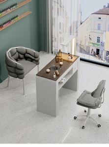 Table de manucure professionnelle moderne multifonctionnelle avec éclairage LED intégré, plateau spacieux et rangements, idéale pour salon de beauté - Product Image 6