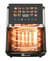 Friteuse à air Anbolife 8L avec 4 tubes chauffants, grand écran LED couleur, 1600-1800W, sans huile, 80% moins de graisse, pour la maison
