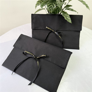 ChuangHua Wholesale Black Twill Cotton <b>Envelope</b> Pouch for Shoes Dress Cloth Dust Bag Logo Custom for Jewelry <b>Gift</b> Packaging - Product Image 2