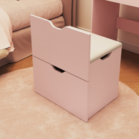 Ensemble coiffeuse et tabouret 3-en-1, avec miroir HD à 3 couleurs lumineuses, 2 tiroirs coulissants et tabouret de rangement dissimulé