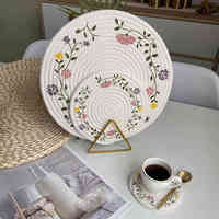 Tapis de Table Rond Tissé Ramie Napperons Antidérapant Tapis de Table à Manger Impression Créative Dessous de Verre Rond Ménage Table Assiette Tapis