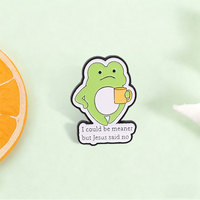 Broche en émail Grenouille grincheuse avec tasse à café, en alliage de zinc, pour sac à dos, veste, chapeau, revers, accessoire de collection, cadeau