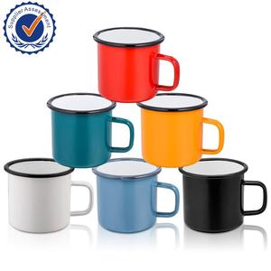 Valentines Promotional Gifts Logo Printed Coloured Camp Customized Coffee <strong>Enamel</strong> <strong>Mugs</strong> - Product Image 1