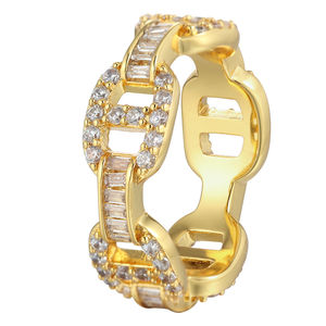 Nuovo stile zircone cubico oro placcato argento ghiacciato anelli di gioielli moda hip hop anello di diamanti - Product Image 6
