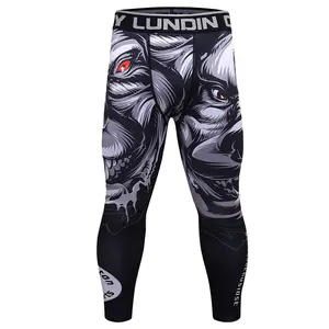 Leggings avec imprimés d'animaux pour hommes, pantalons d'entraînement, vêtements de sport pour le combat MMA, vente en gros,