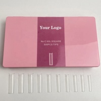 Boîte à ongles rose noir blanc violet transparent No C XX carré Logo personnalisé pointes d'ongles XXL cercueil Stiletto boîte à ongles vide