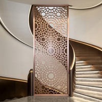 Paravent décoratif en acier inoxydable doré, découpé au laser, à motif ondulé, pour séparation de pièce, panneau de hall d'hôtel
