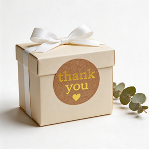 Etiquetas Adhesivas Redondas de Kraft con Estampado Dorado, Etiquetas de Agradecimiento para Pequeñas Empresas, Etiquetas de Sellado para Regalos y Envíos - Product Image 2