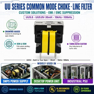 Filtre de ligne UU personnalisé UU9.8, inductance de mode commun UU10.5, filtre de ligne EMI <span class=keywords><strong>EMC</strong></span>, inductance de mode commun - Product Image 6