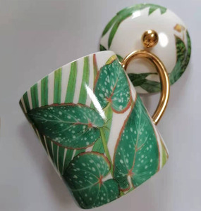 Juegos de vajilla real de alta calidad, vajilla de hoja de bosque lluvioso de cerámica, utensilios de cocina minimalistas - Product Image 6