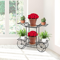 Support à plantes en métal à 6 niveaux de style parisien vintage, étagère à fleurs multi-niveaux avec roulettes pour la décoration intérieure, balcon, jardin