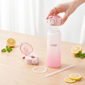 Bouteille d'eau portable 700 ml en PC, élégante, avec paille, grande capacité, mignonne, pour l'été, pour enfants et étudiants - Product Image 5