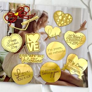 Venta caliente marcado acrílico pastel decoración Cupcake toppers adornos <span class=keywords><strong>Feliz</strong></span> Día de San Valentín amor <span class=keywords><strong>soy</strong></span> tuyo carta decoración de pasteles - Product Image 4