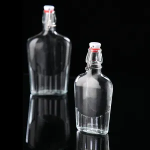 Garrafa de vidro transparente oscilante, frasco de vidro transparente para uso na embalagem de bebidas uísque vodka, 240ml/480ml