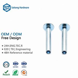 Rivets semi-tubulaires à tête ronde en acier au carbone galvanisé bleu personnalisés, 4 mm, norme ISO, pour ceintures en cuir, industrie électronique - Product Image 1