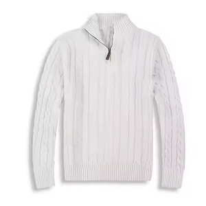 Best Selling Embroidery Logo <strong>Turtle</strong> <strong>Neck</strong> <strong>Men's</strong> Cotton-Blended Pullover Winter Knitted Top Half Zipper Sweater - Product Image 5